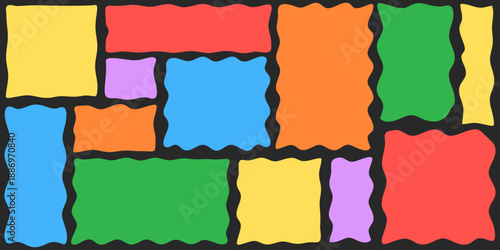 Organic wavy rectangle frame with hand drawn irregular edges. Hand drawn wavy frame with organic flowing edges. Wavy border design for creative text layouts, banners, and modern graphic compositions