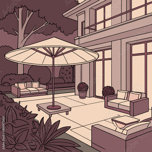 AR Design: Luxury Night Garden Lounge with Ambient Lights