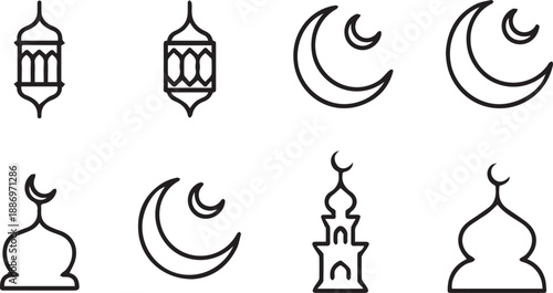 Ramadan icons set 