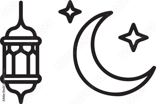 Ramadan icons set 