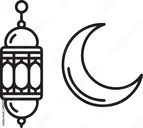 Ramadan icons set 