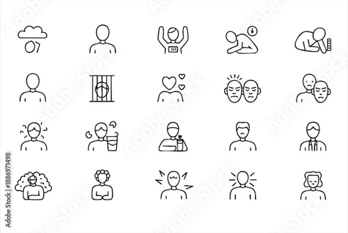 Psychology and Mental Health Icons for Awareness and Education