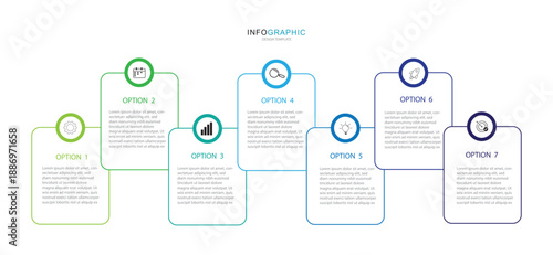 Vector Infographic label design template with icons and 7 options or steps. process diagram, presentations, workflow layout, banner, flow chart, info graph.vector illustration.