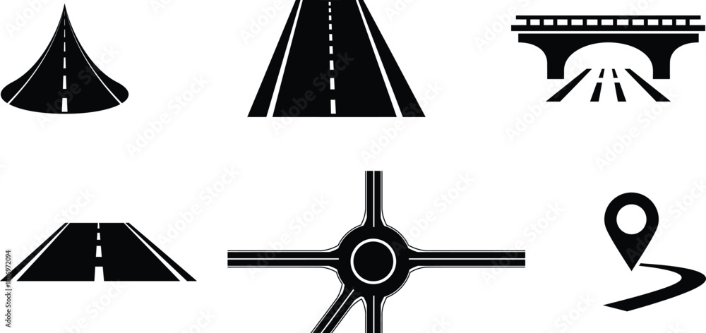 Fototapeta premium collection of road and highway icons various transportation and infrastructure symbols