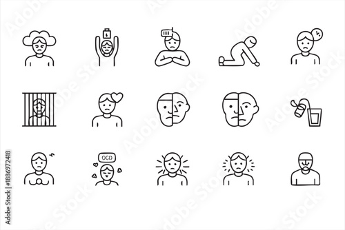 Mental Health Disorder Icons for Psychology and Therapy Applications