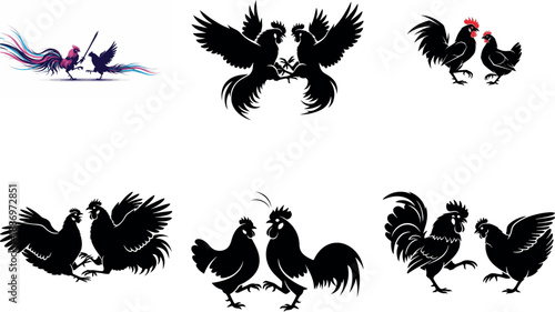 Black Silhouette of Bird Wings Spread Wide Open Isolated on White Background
