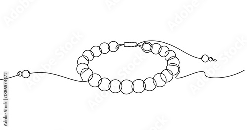 Handmade beaded bracelet with adjustable cord design. Non editable stroke