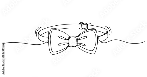 Continuous line drawing of a bow tie with collar. Non editable stroke