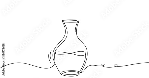Minimalist one-line vase drawing: elegant flowing artwork on white background. Non editable stroke