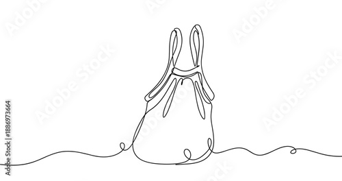 Continuous line drawing of a bag with strap on white background. Non editable stroke