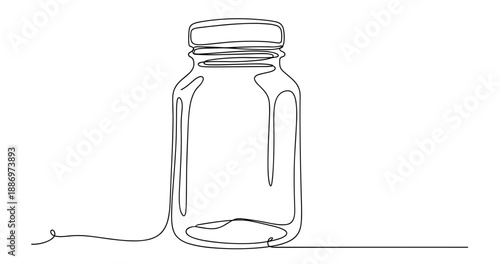 Simple line art of a glass jar on white background. Non editable stroke