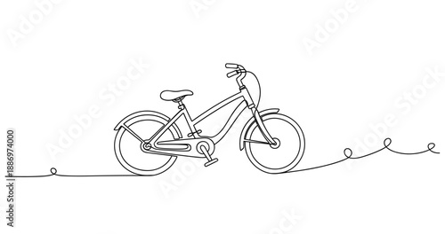 Continuous line drawing of a bicycle on a simple white background. Non editable stroke
