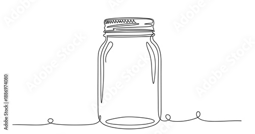 Minimalist line art of a mason jar. Non editable stroke