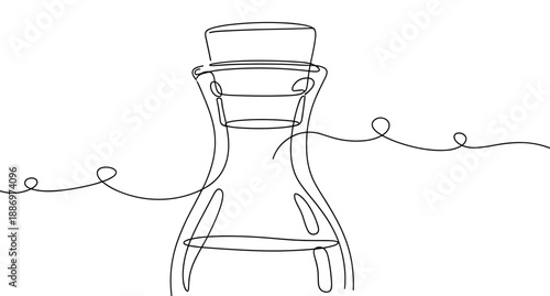 Continuous line drawing of carafe with swirling lines in minimalist style. Non editable stroke