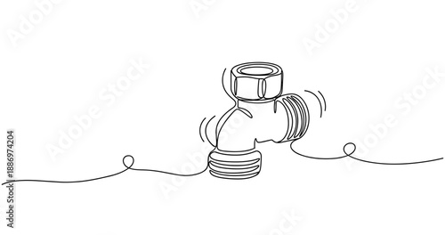 Continuous line drawing of a water faucet with leaking drops. Non editable stroke