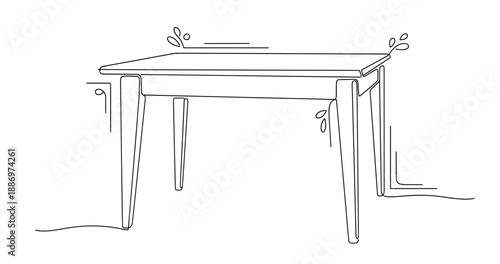 Minimalist line art drawing of a modern table. Non editable stroke