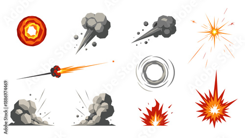 Low Poly Collection of cartoon explosion and smoke effects for animation and games