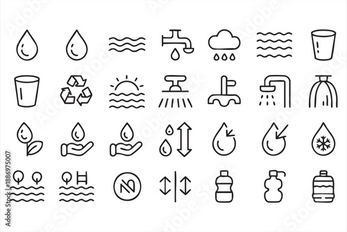 Clean Water Icons for Sustainability Platforms and Eco Applications