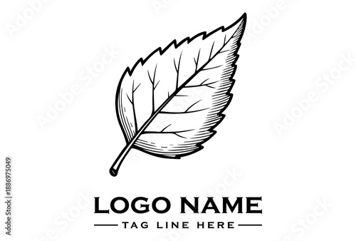 Black and white logo design featuring a leaf with a tagline on a clean white background.