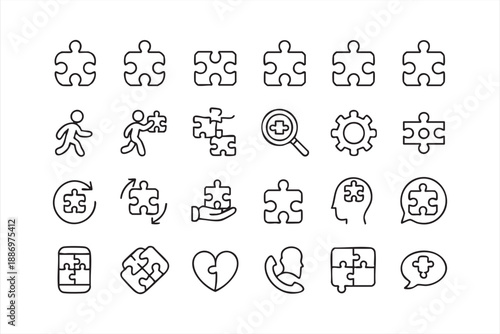 Puzzle and Logic Icons for Thinking and Decision Making UI