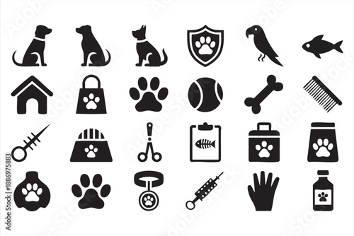 Animal Care Icons for Adoption Platforms and Pet Clinics