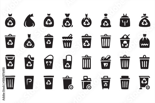 Trash Bin Icons for Sanitation and City Service Apps