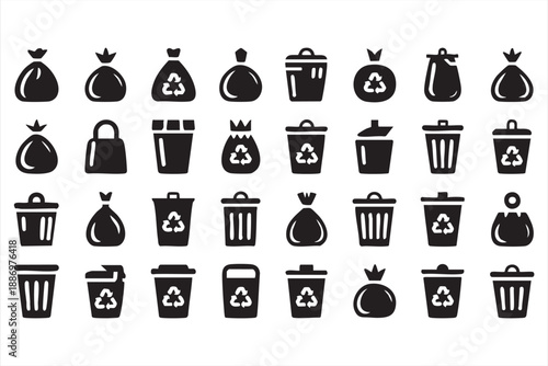 Garbage and Recycling Icons for Environmental Management Systems