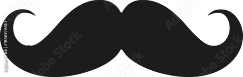 Black Mustache Silhouette With Curled Ends vector illustration