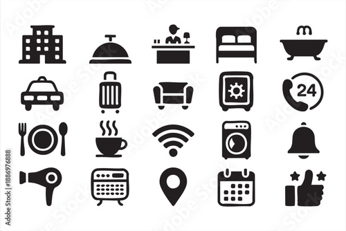 Hotel and Hospitality Icons for Booking Apps and Service Dashboards