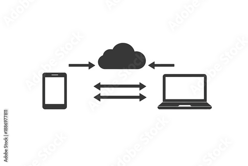 Cloud storage allows a smartphone and a laptop to connect and share data through the internet at any time and place without the need for direct cables