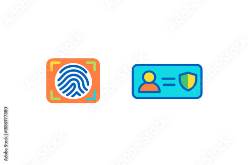 Concept of identity verification using fingerprint scanning and digital ID card with security features in modern technology