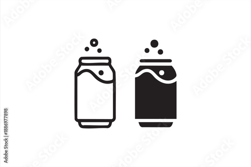 Minimal Soda Can Icons for Beverage Product Design