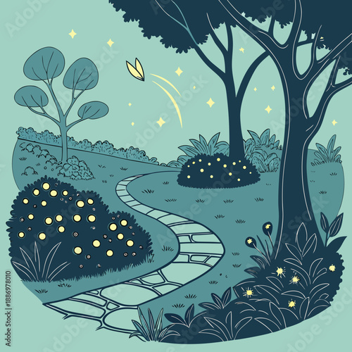 AR Landscape with Fire Element and Lush Greenery