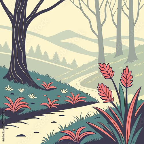 AR Landscape with Artistic Installation and Natural Elements