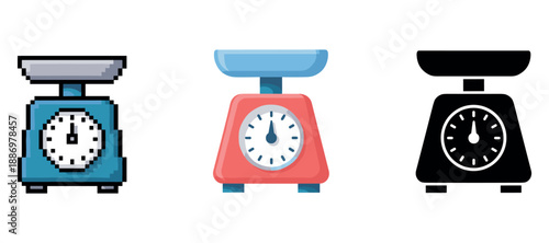 Digital, flat, and silhouette kitchen scales illustration