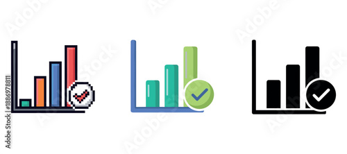 Three bar graphs with checkmarks indicating success in data visualization