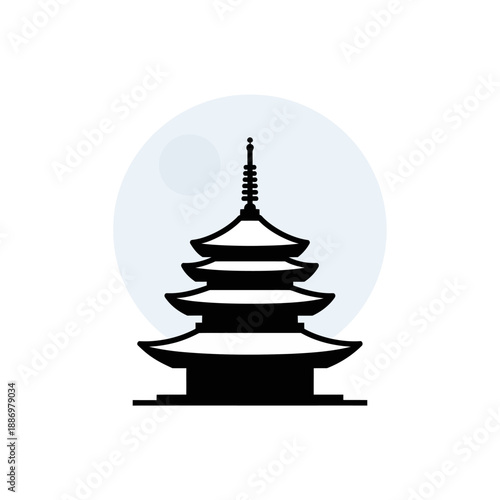 Pagoda Silhouette Illustration Simple Design Element.
