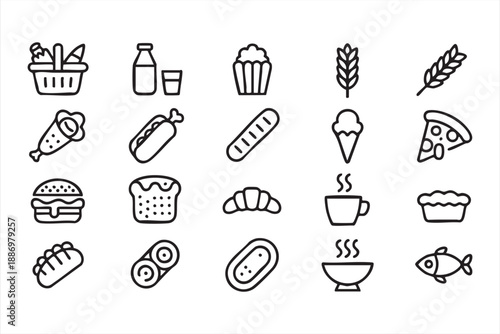Culinary Food Icons for Grocery Apps and Delivery Platforms