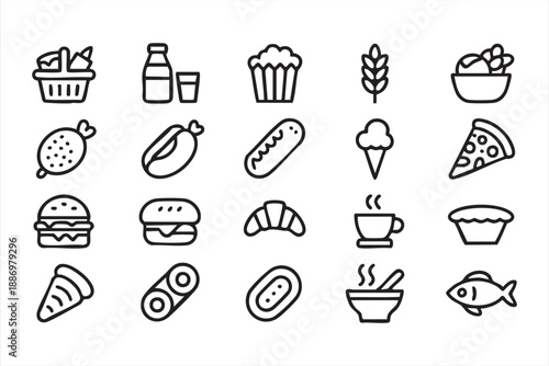 Food Icons for Restaurant Menus and Cafe Interface Design