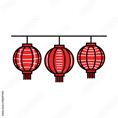 Red Chinese Lanterns Hanging Decoration.