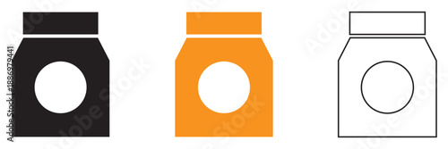 Takeaway food packaging icons line and solid. Set of line and solid icons showing takeaway food packaging for fast food and delivery concepts.