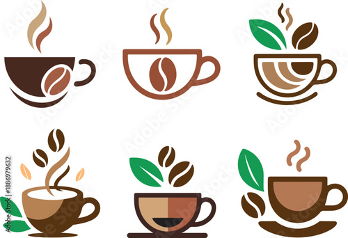 Natural Inspired Coffee cup icon set vector illustration