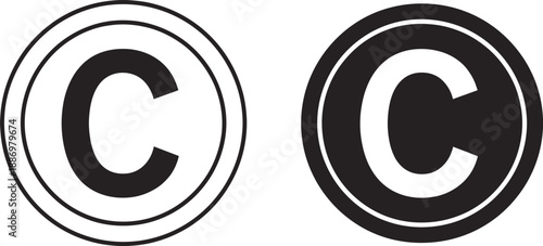 Copyright Symbol Icon Outline and Filled Circle C Logo c symbol copyright logo