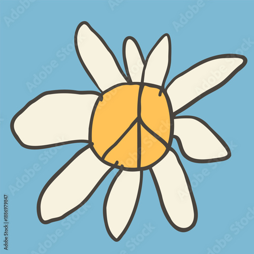 chamomile peace in hand drawn style in vector. Element for poster sticker design decoration postcards prints