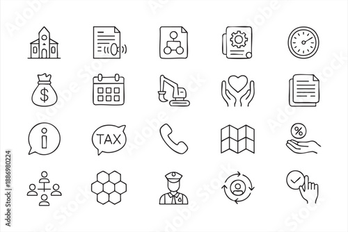 Civic Service Icons for Public Sector Dashboards and Apps