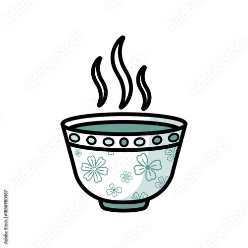 Steaming Tea in a Decorative Cup.