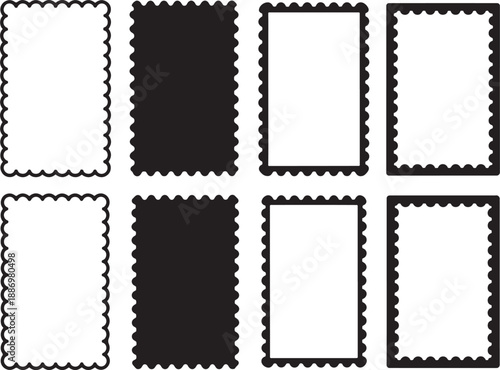 Vintage Postage Stamp Frame Set in Black and White Minimal Border Design