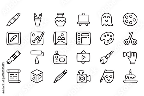 Creative Art Icons for Drawing, Painting, and Illustration Interfaces