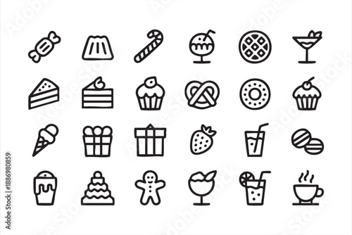 Sweets and Beverage Icons for Food Apps and UI Interfaces