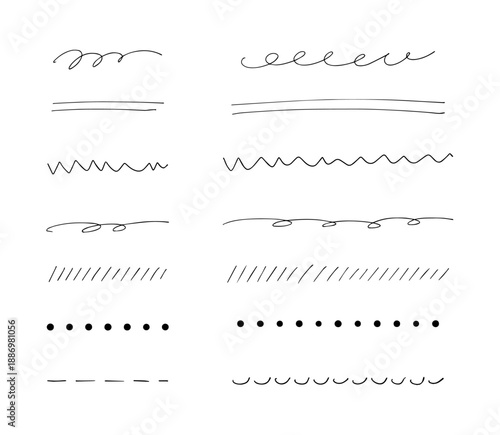 シンプルな手描きライン素材セット